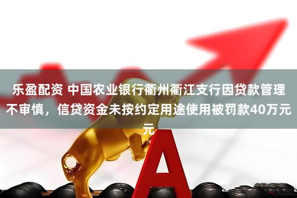 乐盈配资 中国农业银行衢州衢江支行因贷款管理不审慎，信贷资金未按约定用途使用被罚款40万元